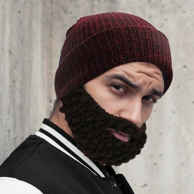 Gorro con barba de punto para adultos | Divertido accesorio de disfraz de hip hop | Gorro con barba grande y ojos intermitentes retráctiles