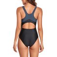 thumbnail image 2 of Women Seamless Pro Training Slimming One-Piece Swimsuit Color-block Sports Tankini Swimsuits for Women Floral Print Bathing Suits, 2 of 9