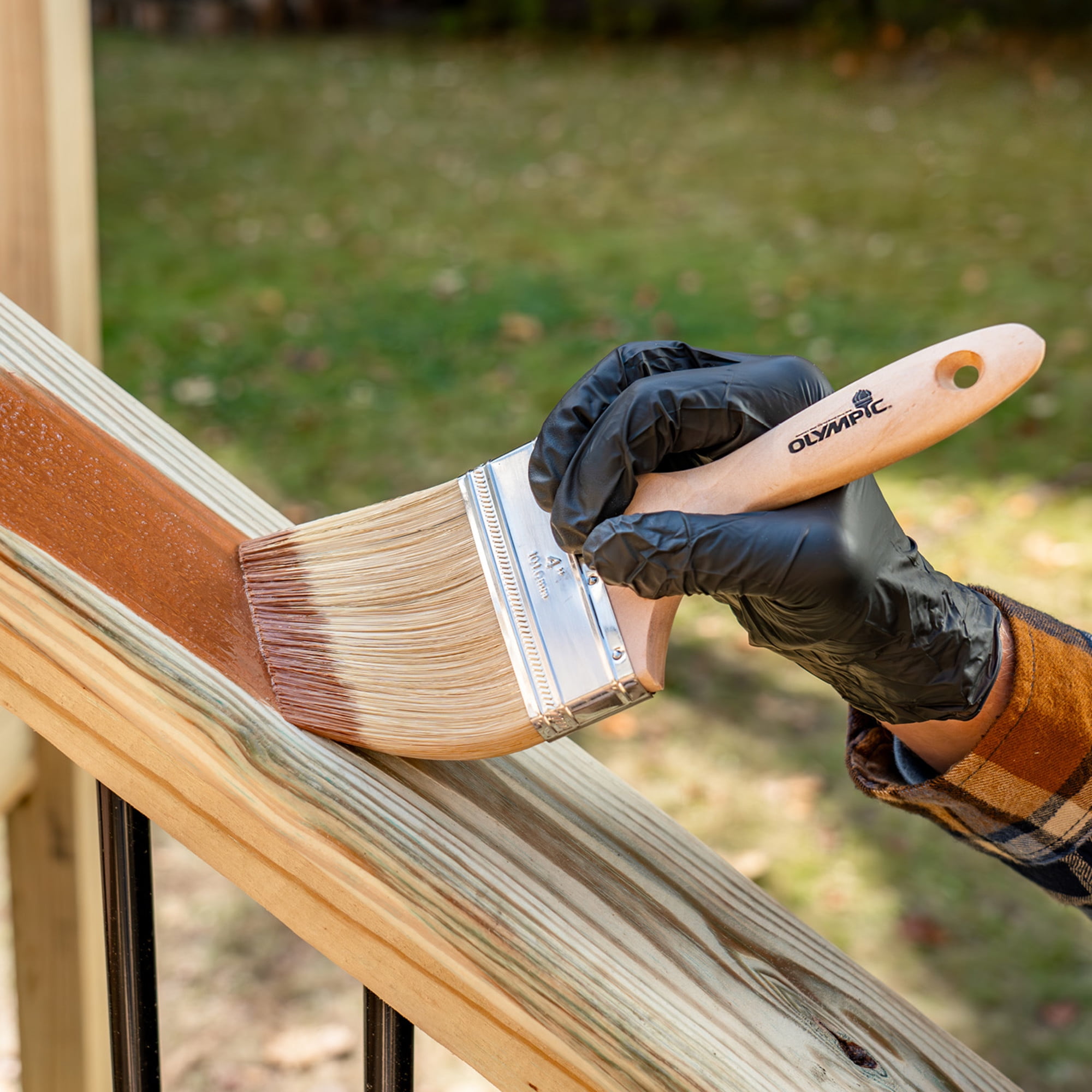 Olympic China Bristle Blend Deck Brush for All Stain Types, 4 inch