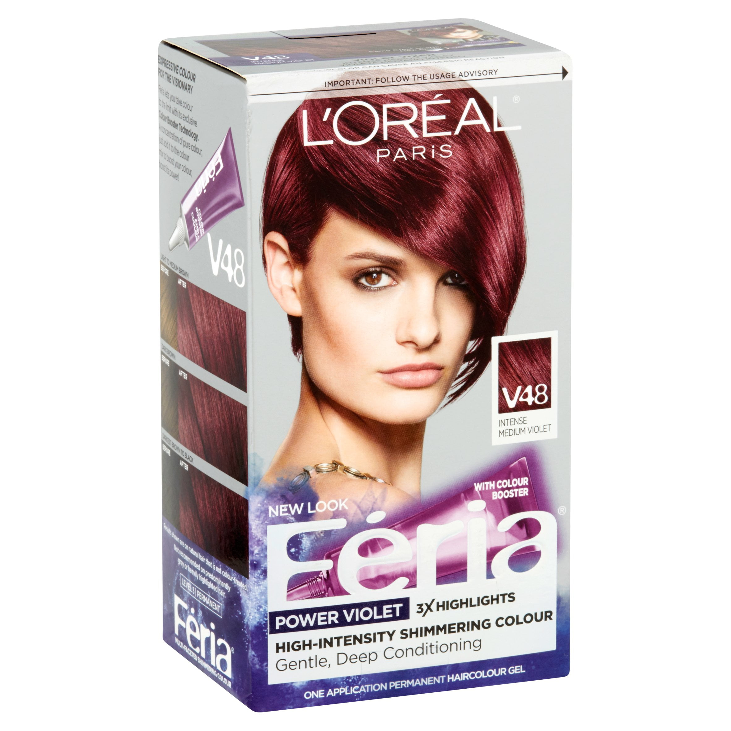 Loreal Paris Feria Multi Faceted Shimmering Permanent Hair Color V48 