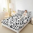 thumbnail image 4 of Manfei Kawaii Milk Cow Queen Sheet Sets for Teens, White Black Dots Flat Sheet, Cartoon Animal Style Queen Fitted Sheet, Lightweight Room Decor, 4 Pieces, 4 of 7