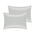 thumbnail image 1 of Juego de fundas de almohada de satén tejido de 2 con cierre de sobre, tamaño King, color gris, 1 of 6