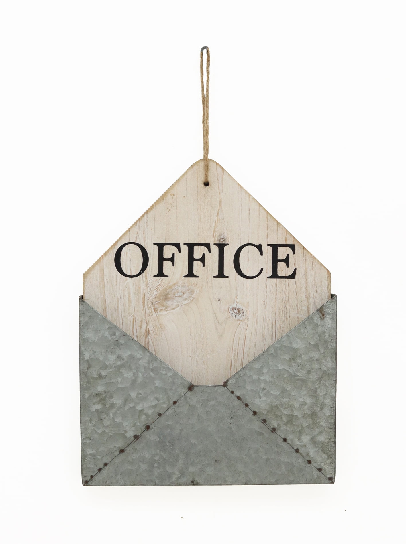 Parisloft Whitewashed Wood and Galvanized Metal WallMounted Mail