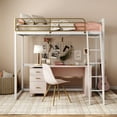 thumbnail image 3 of Furniture of America Two-Tone Kids Metal Twin Loft Bed with Guardrails, White and Gold, 3 of 9