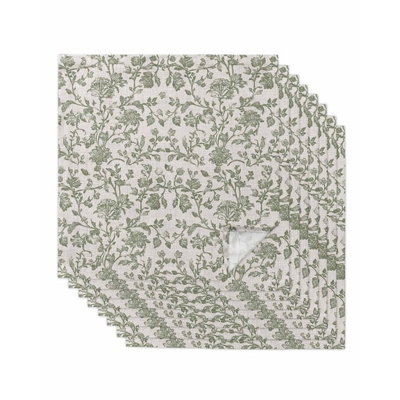 Cloth Napkins Set of 8 - 20x20 Inches, Spring Flowers Washable Reusable Table Napkins, Farmhouse Sage Green Pastoral Floral Leaf Soft & Absortbent Dining Napkin for Party Wedding Hotel Restaurant