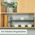 thumbnail image 3 of 2 Pack Expandable Cabinet Countertop Shelves, X-cosrack Stackable Cupboard Organizer Shelf Rack Adjustable 𝗟𝗲𝗻𝗴𝘁𝗵 and Height for Cabinet Kitchen Bathroom Pantry,Black, 3 of 8