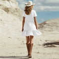 thumbnail image 4 of YuXingFu Royal Blue Dresses for Women Mid-Length V-Neck Plus Size Womens Dress Short Sleeve with Buttons Casual Summer White S, 4 of 7