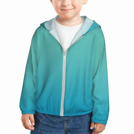 

Vsdgher Teal Turquoise Kids Sun Protection Hoodie with Zip Rash Guard Tops Children s Long Sleeve Sun Protection Clothing - 2 Years