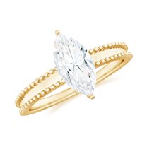 Rosec Jewels Moissanite Marquise Engagement Ring 1 Ct - Big Solitaire Ring for Women - 5X10 mm - D-VS1 Quality, 18K Yellow Gold, US 7.00