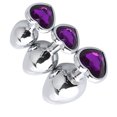 thumbnail image 4 of Juego de 3 tapones anales de metal con forma de corazón, decoración de diamantes de imitación, juguete de entrenamiento anal, color morado, 4 of 8