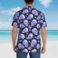 thumbnail image 6 of Daiia blue Skull flower Hawaiian Shirt for Men Gentle Cotton Regular Short Sleeve Casual-Large, 6 of 9