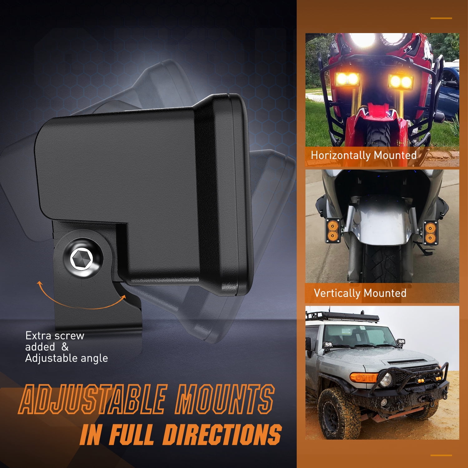 Nilight Amber Motorcycle Light Pods 2PCS 3Inch Flood Light Led Offroad Fog Light 1070LM Built-in EMC Driving Light Auxiliary Light for Motorbike SUV ATV Truck Boat Tractor Forklift