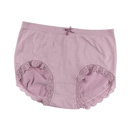 

Womens Underwear Ladies Lace Trim Panties Mid-waist Briefs Double Crotch Panties