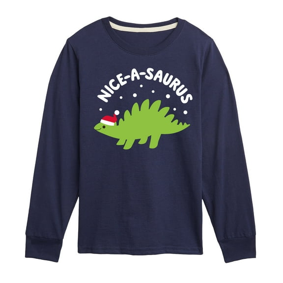 Instant Message - Niceasaurus Christmas - Toddler & Youth Long Sleeve Graphic T-Shirt