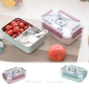 SPRING PARK Portable Leak Proof Bento Lunch Box with Spoon Stainless Steel Lunch Container Reusable Meal Container with 2 Compartment for Kids and Adults