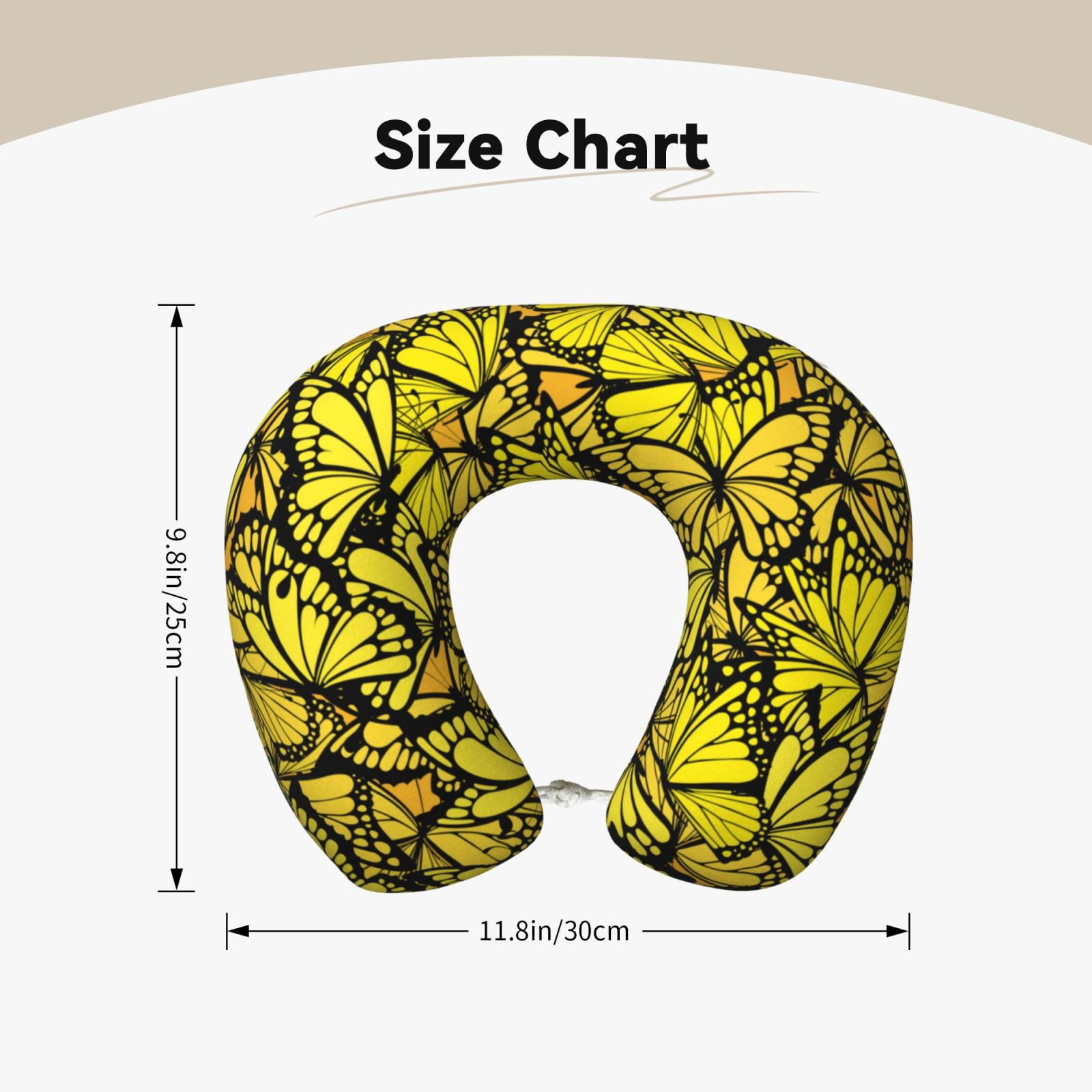 Xecao Yellow Butterflies Print Memory Foam Cervical Neck Pillow Versatile U-Shaped Pillows for Home,Office,Camping,Travelling,Soft Washable Cover