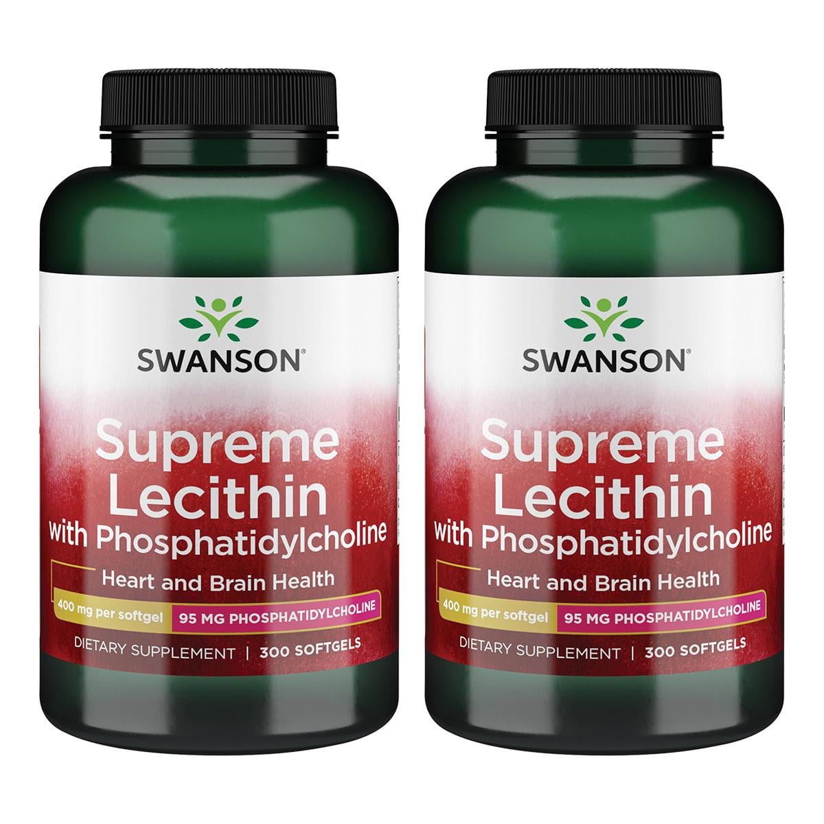 Swanson Supreme Lecithin with Phosphatidylcholine 300 Sgels 2 Pack