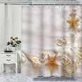 thumbnail image 2 of Beach Shower Curtain for Bathroom 72Wx72H inches Conch Sea Shell and Starfish on White Sand Print Nautical Theme Waterproof Shower Curtain Set with Hooks, 2 of 6