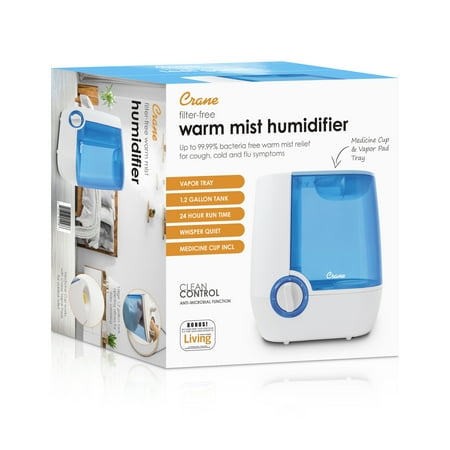 

EPCPSOUC 1.2 gal. Warm Mist Humidifier Medicine Cup 24 Hour Run Time Blue/White