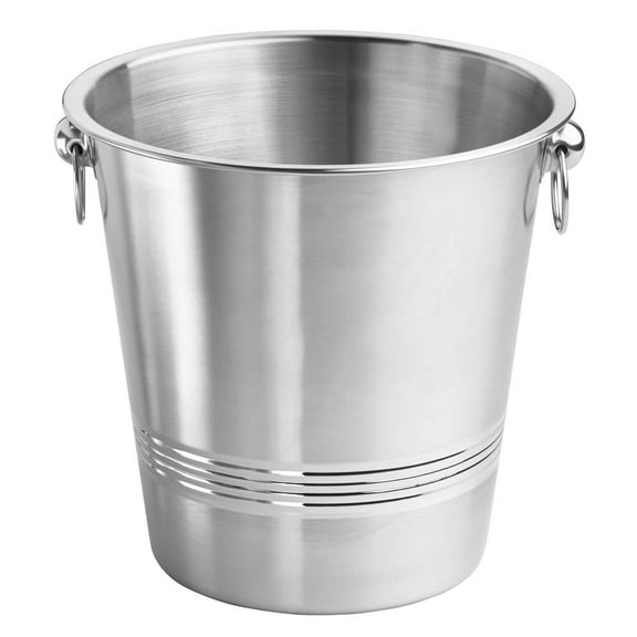Brushed Stainless Steel Single Wall Champagne Bucket with Ring Handles
