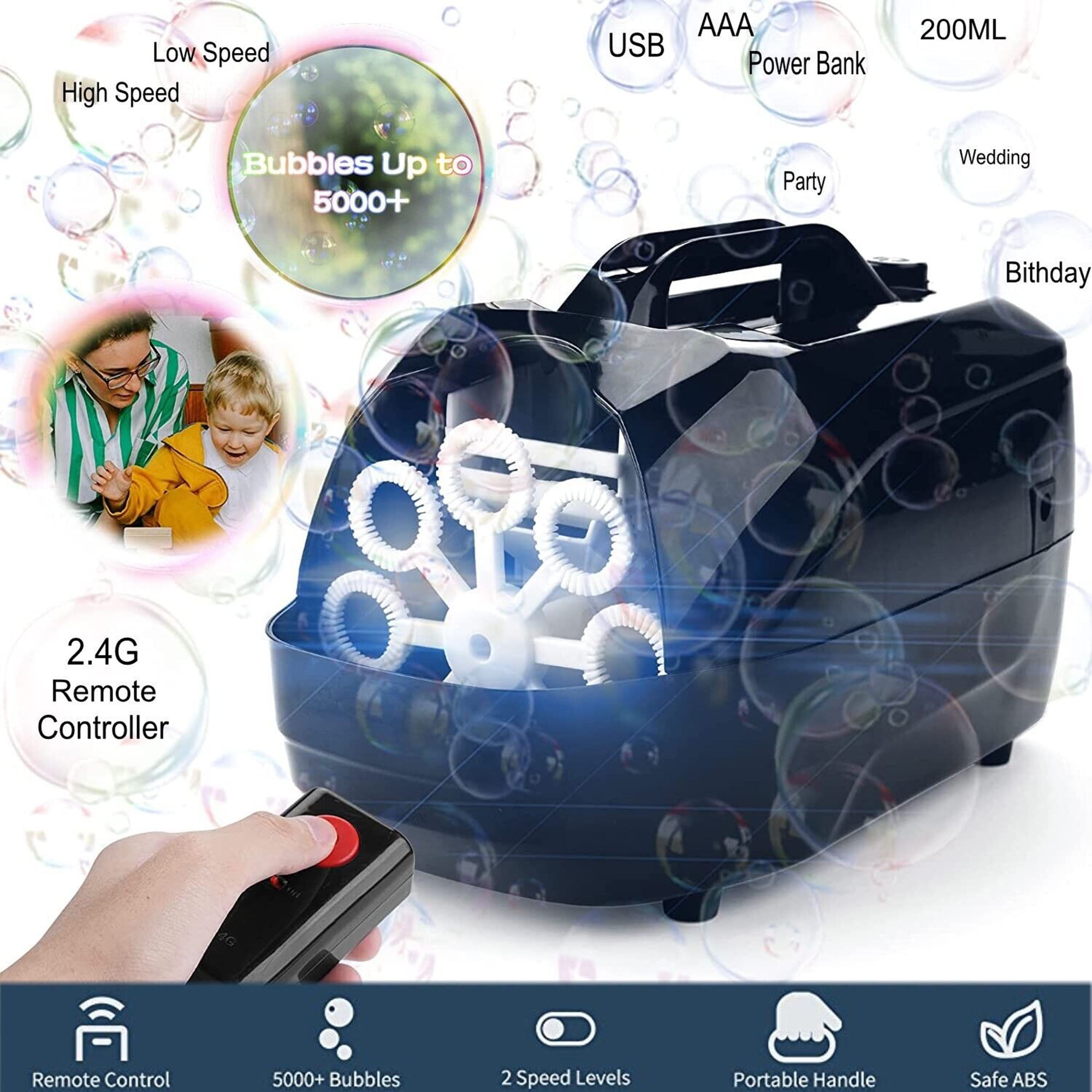 SAYFUT Bubble Machine Automatic Bubble Blower Adjustable Speeds Outdoor