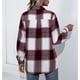 thumbnail image 3 of Chaqueta a cuadros,Chaqueta a cuadros para mujer Chaqueta con botones de otoño Abrigo con cuello vuelto Tecnología innovadora, 3 of 7