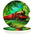 thumbnail image 1 of RYLABLUE Red Train in The Forest Set of 6 Car Coaster for Drinks, Absorbent Ceramic Stone Coasters Cup Mat with Cork Base for Home Kitchen Room Coffee Table Bar Decor, 1 of 5