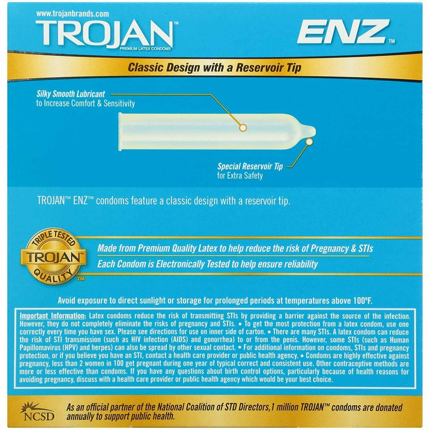Trojan ENZ Lubricated Premium Latex Condoms For Contraception, 36 Count, 6  Pack - Walmart.com