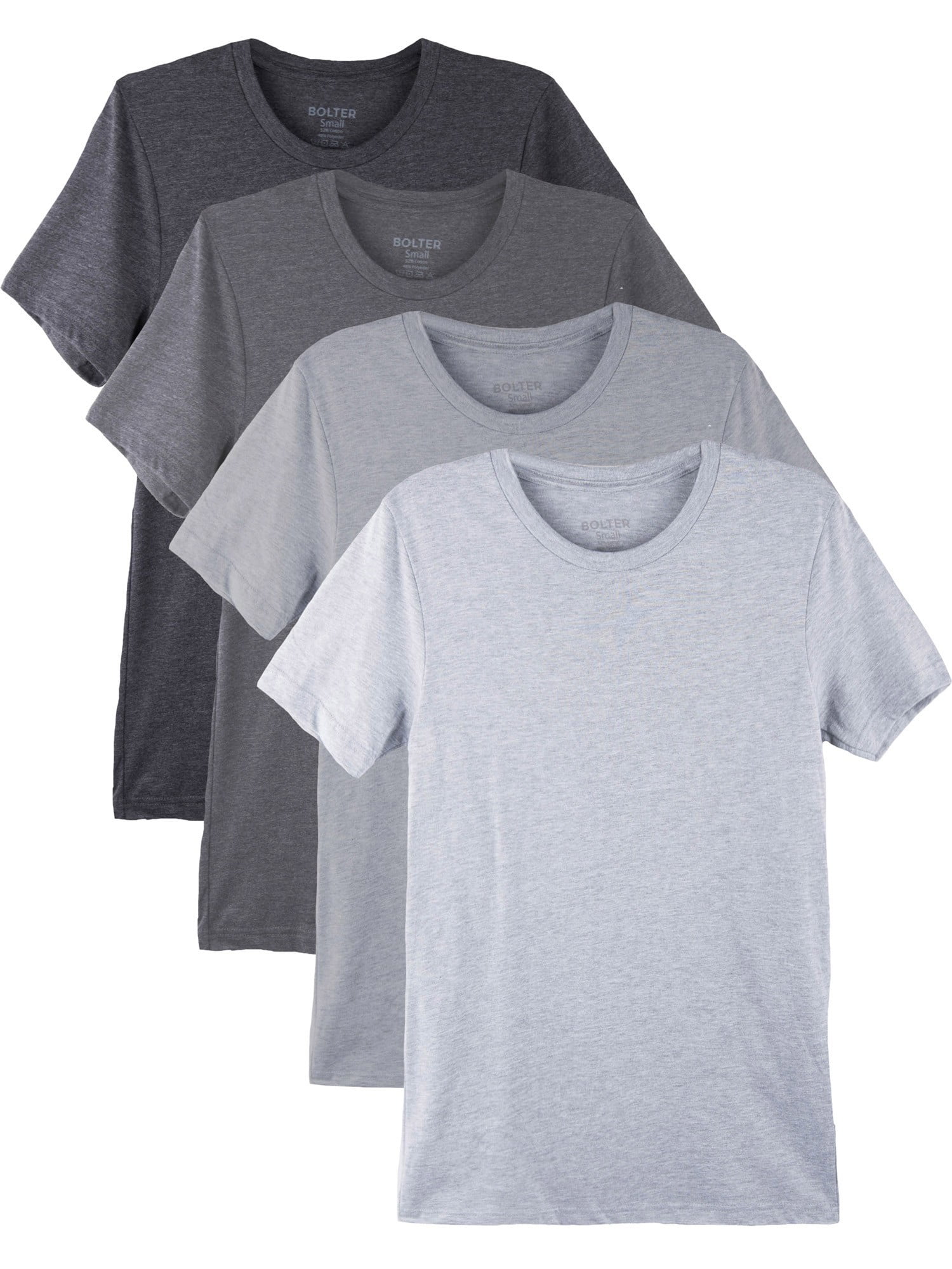 Bolter Mens 4-Pack Crew Neck T-Shirts Cotton Poly Blend, Men's, Size: Large, Gray