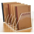 Acrylic Magazine File Holder, 6 Vertical Compartments Desk Document ...