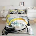 thumbnail image 3 of Gold Comforter Set 7 Piece Bed in a Bag Twin,Gradient Black White Grey Teal Abstract Ombre Bedding Sets,Brush Oil Painting Contemporary Sheet Set with Comforter Vintage Graffiti Art Room Decor, 3 of 6