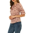thumbnail image 4 of INSPIRE CHIC Women's Layered Ruffle Elbow Sleeve Ruffled Tie-Neck Floral Blouse L Pink, 4 of 7
