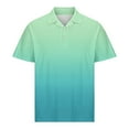 thumbnail image 4 of Yteetum Mint Green Mens Summer Shirts Casual Gradient Printed Short Sleeve Turn Down Collar T-Shirt Blouse Men's Fashion Pullover Breathable Elastic Stretch Shirts Tops L, 4 of 6
