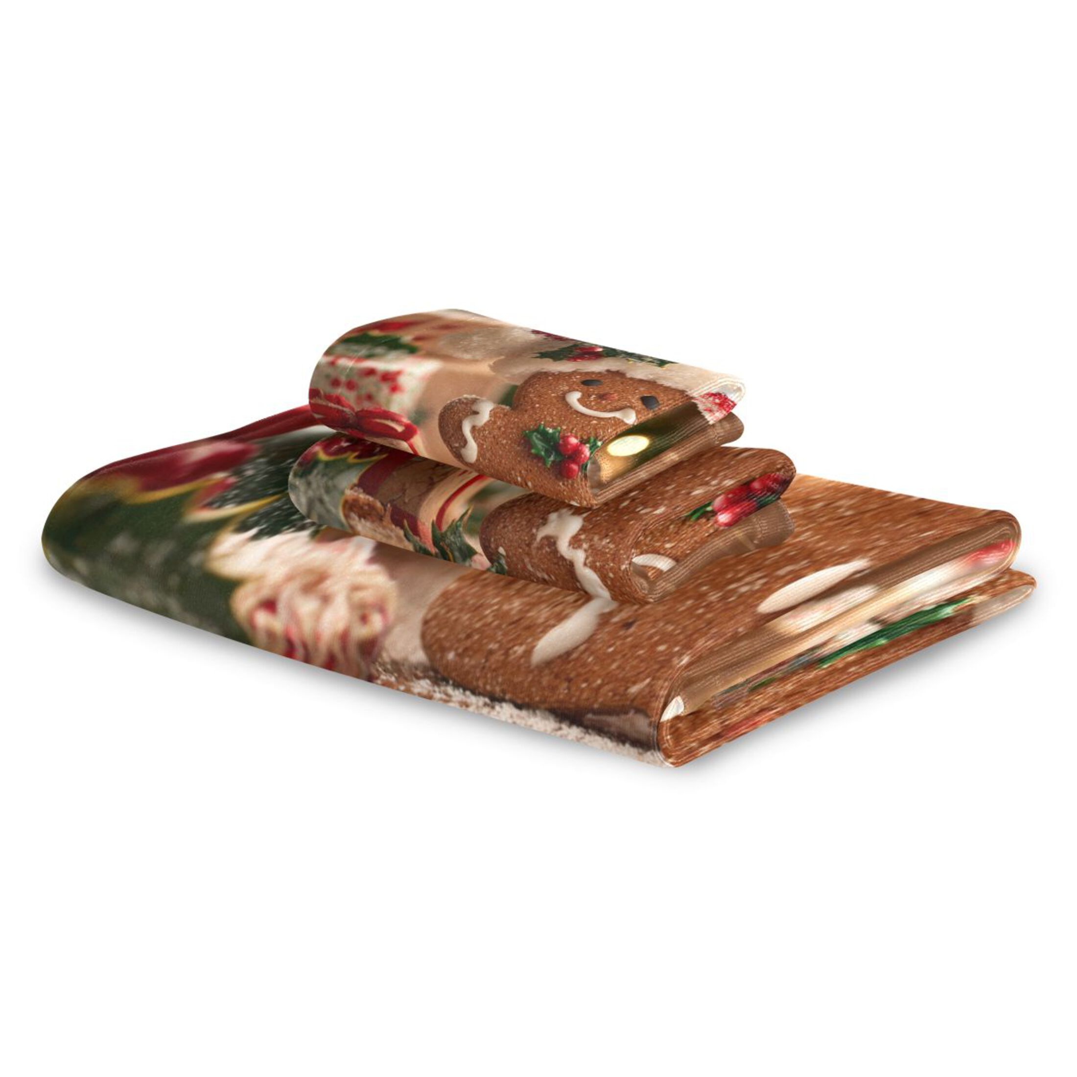 Three-Piece Towel Set Face Towel Towel Set Hand Towel Bath Towel Cotton Bath Towels Bath Towel Sets Hand Bath Towels Warm Cute Gingerbread Man