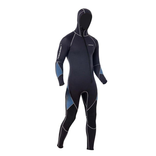 Traje de neopreno con capucha para hombre, protector con alta, con cremallera frontal, portátil, 3 mm completo Gris XXXL kusrkot Traje de neopreno con capucha