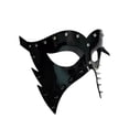 thumbnail image 2 of Black Patent Leather Metal Spikes Studs Masquerade Goth Mardi Gras Mask, 2 of 3