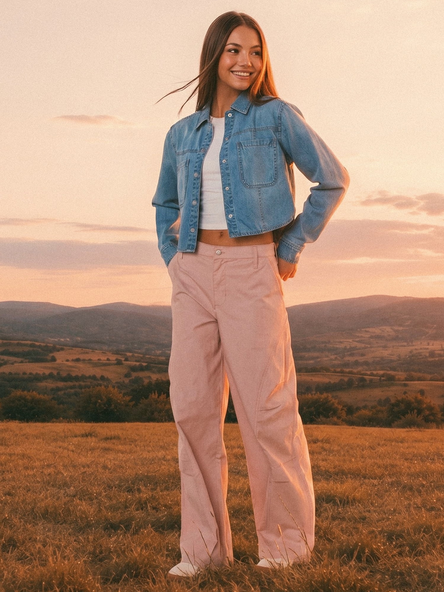 Celebrity Pink Women's and Women's Plus Hi Low Button Down Denim Top, Sizes XS-4X