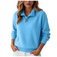 thumbnail image 7 of vigerkar Sweaters Women Polo Collared Knit Long Sleeve Pullover | Soft Lightweight Cozy Feel, Winter Dressy (Blue, L), 7 of 7