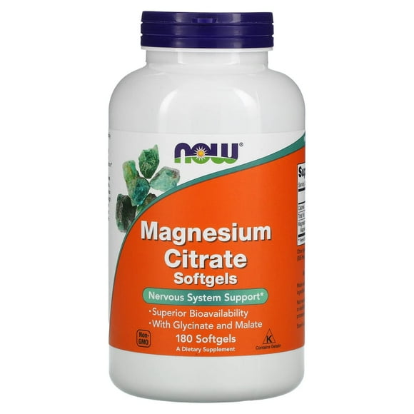 Citrato de magnesio Supplement NOW Foods 180 cápsulas blandas