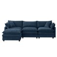 thumbnail image 3 of EHANCIS 105" Modular Sectional Sofa, 3 Seater Chenille L Shape Couch with Ottoman, Blue, 3 of 10