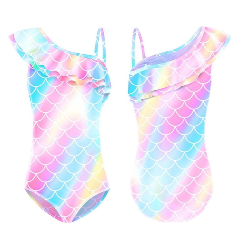 UPF 50+ Sun Protection Swimwear Arshiner Girls Ruffle One-Piece Swimsuit | Off-Shoulder Bathing Suit | UPF 50+ | Ages 4-12 Years Tween Girls Swimwear