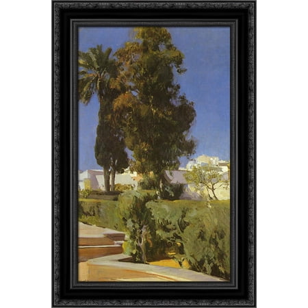 Gardens of the Alcazar (Seville) 18x24 Black Ornate Wood Framed Canvas Art by Sorolla y Bastida, Joaquin