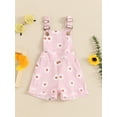 thumbnail image 2 of Nygoyerh Toddler Baby Girls Summer Overalls Daisy Print Sleeveless Buttons Suspender Jumpsuit 6M 12M 18M 24M 3T 4T Kids Cute Pockets Shortall Playsuit for Casual Daily, 2 of 9