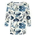 thumbnail image 5 of Womens T Shirts Floral Print Round Neck 3/4 Sleeve Loose Fit Tops 2026 Spring Casual Basic Tees Fashion, 5 of 5
