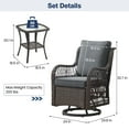 thumbnail image 2 of Twister.CK 3 Pieces Patio Furniture Set, Outdoor Swivel Gliders Rocker, Wicker Patio Bistro Set with Rattan Rocking Chair, Glass Top Side Table and Thickened Cushions for Porch Deck Backyard, 2 of 8