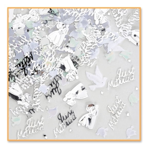 Beistle Pack of 6 Metallic Silver Wedding Day Confetti Bags 0.5 oz.