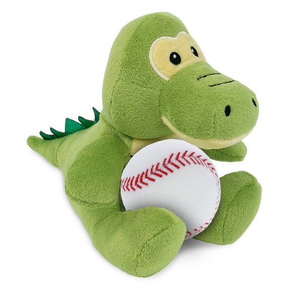 DolliBu Super Soft Gator Stuffed Animal with Baseball Plush - Huggable Alligator, Great Gifts for Kids Who Love Baseball, Cute Wild Animal Plush with Plush Baseball Toy for Kids, Adults - 6 Inches