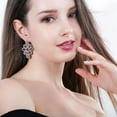 thumbnail image 4 of Silver Plated Yellow Cubic Zircon Crystal Flower Earrings Bridal Fashion Jewelry, 4 of 9