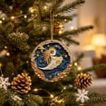 thumbnail image 7 of Linnome Christmas Tree Ornament 3.54 Inch Round Quilled Paper Art Style Hanging Decor, Blue and Golden Swirling Starry Night Design, Luxury Holiday Keepsake for Home Fireplace and Party Decoration, 7 of 7