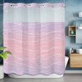 thumbnail image 6 of No Hook Pink Purple Ombre Shower Curtain with Snap in Liner Set, Modern Abstract Striped Polka Dots Waterproof Fabric Bathroom Curtains with See Through Top Window, Hotel Style Long 72 x 78 Inch, 6 of 9